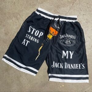 Stop Staring At My Jack Daniels Hawaiian Summer Vacation Shorts Men’s Small